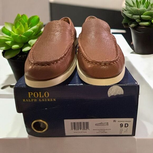 NIB POLO  Ralph Lauren Men\'s Merton Calf Leather Venetian Loafers Size 9 D main image 4